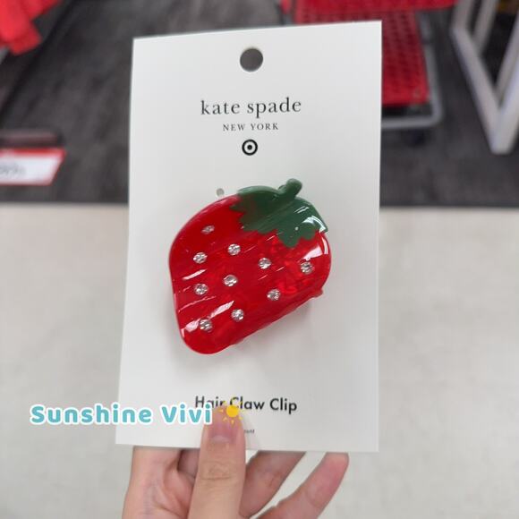 NWT Strawberry Hair Claw Clip kate spade new york x Target Red SHIP FAST - Picture 1 of 3
